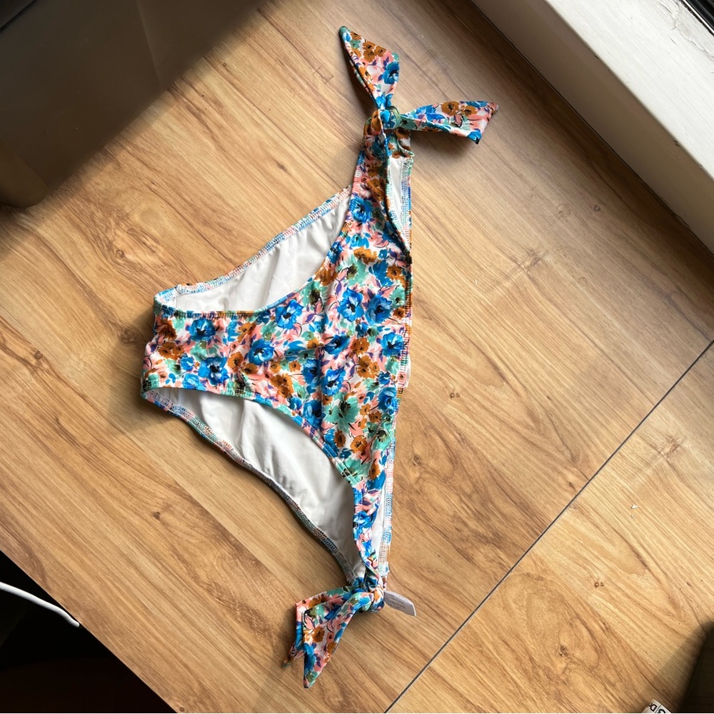 Sezane Floral Bikini Bottom - Blue and Orange